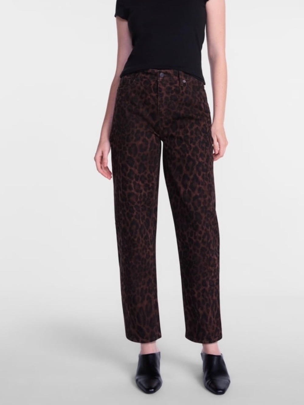 Leopard Print High-Rise Straight Barrel Jeans Walmart